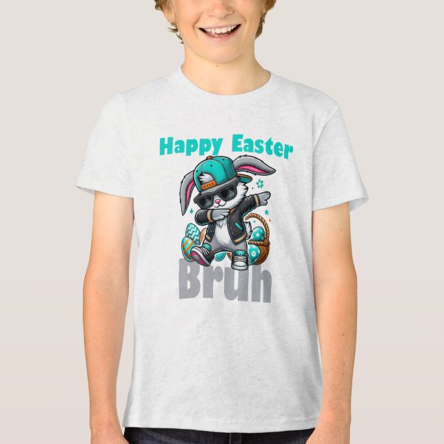 Happy Easter Bruh, Easter Bunny Dabbing  Tri-Blend Shirt (Vorderseite)