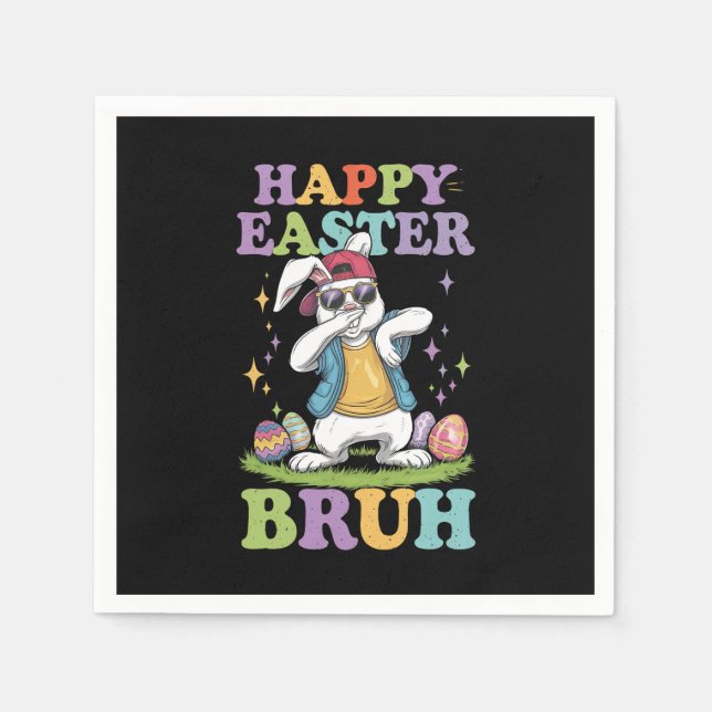 Happy Easter Bruh Funny Dabbing Bunny Rabbit Bro Serviette (Vorderseite)
