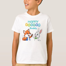 Happy Easter Buddy Cute Bunny and Fox Kids T-Shirt