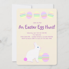 Happy Easter Bunny and Eggs on Pastel Stripes  Einladung