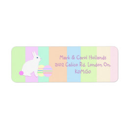 Happy Easter Bunny and Eggs on Stripes