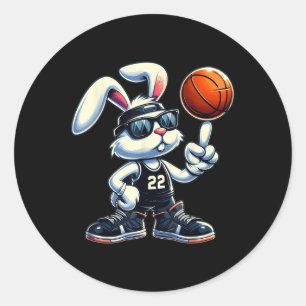 Happy Easter Bunny Basketball Kinder Jungen Sport  Runder Aufkleber