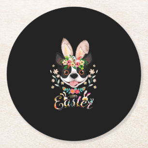 Happy Easter Bunny Boston Terrier Liebhaber von Os Runder Pappuntersetzer