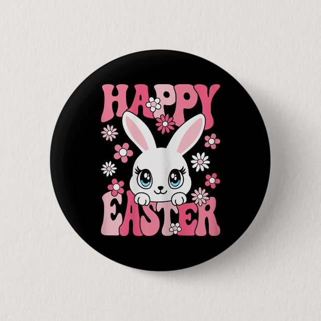 Happy Easter Bunny Easter Rabbit Frauen Mädchen Ki Button (Vorderseite)