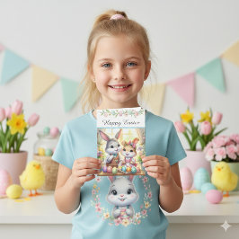 Happy Easter Bunny & Eggs Greeting  Feiertagskarte