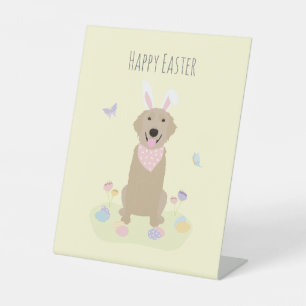 Happy Easter Bunny Golden Retriever Weinkarte Sockelschild