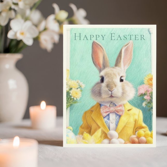 HAPPY EASTER BUNNY Holiday Postcard Feiertagspostkarte (Von Creator hochgeladen)
