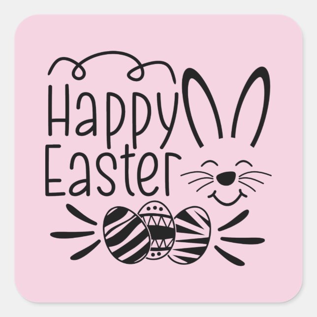 Happy Easter Bunny Holiday Quadratischer Aufkleber (Vorderseite)