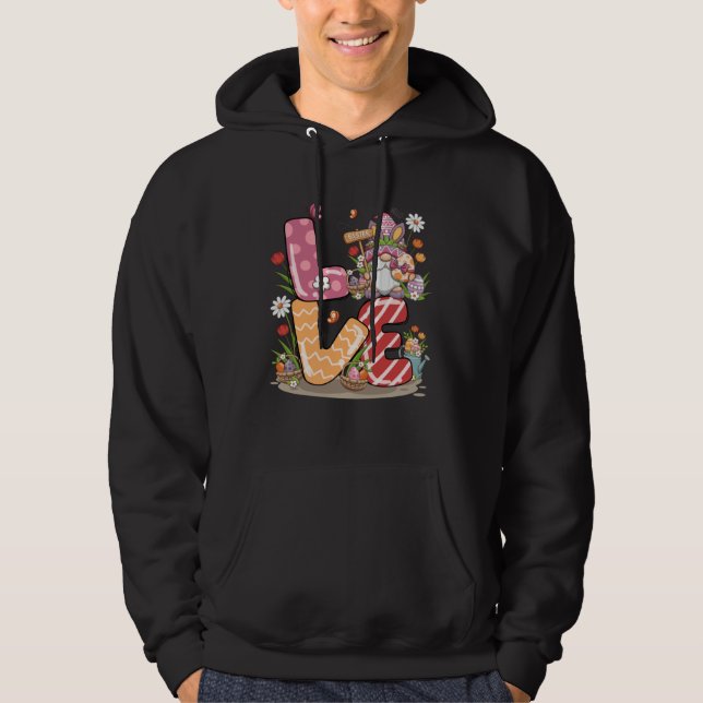 Happy Easter Bunny LOVE Gnome  Easter Egg Hunting  Hoodie (Vorderseite)