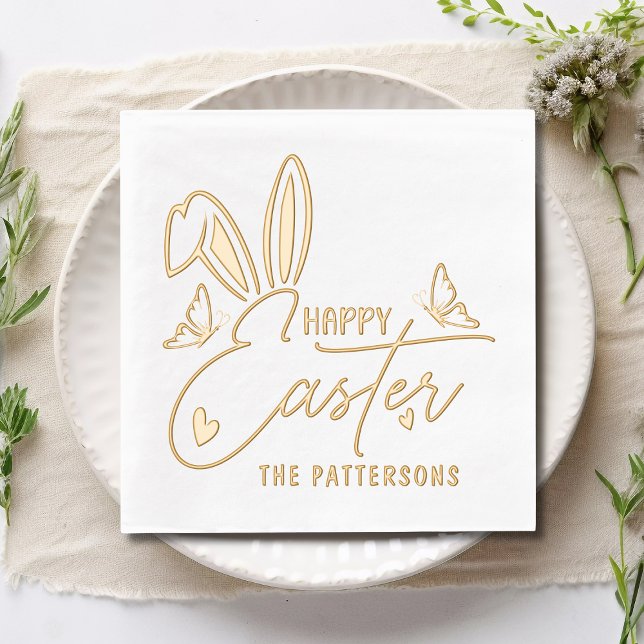 Happy Easter Bunny Oars Script Personalisierter Na Servietten Mit Folie (Von Creator hochgeladen)