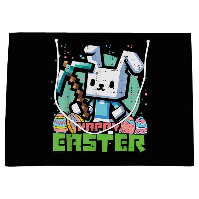Happy Easter Bunny Pixel Game  Große Geschenktüte (Vorderseite)