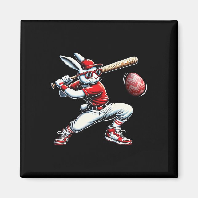 Happy Easter Bunny Playing Sell Ostersport Kinder Magnet (Vorne)