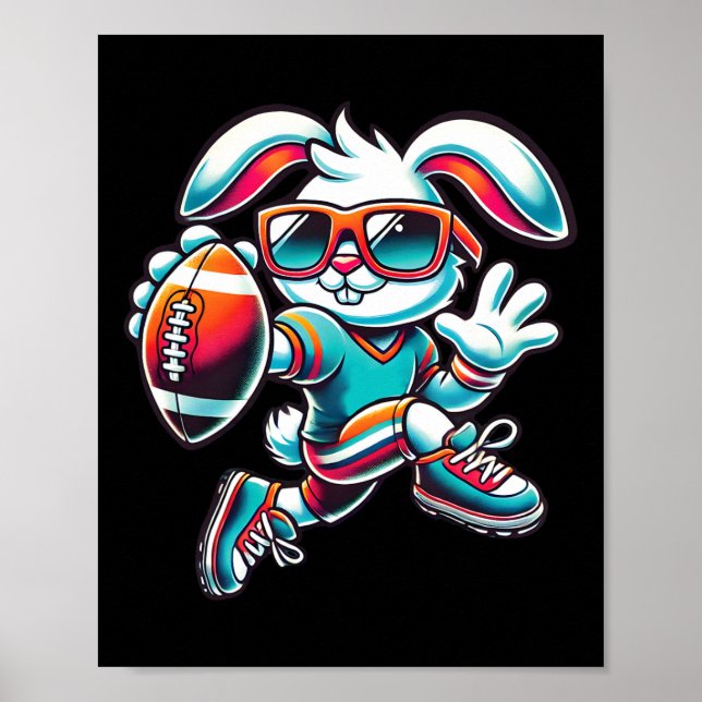 Happy Easter Bunny Quarterback Receiver Football B Poster (Vorne)