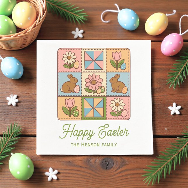 Happy Easter Bunny Quilt Pattern Family  Serviette (Von Creator hochgeladen)