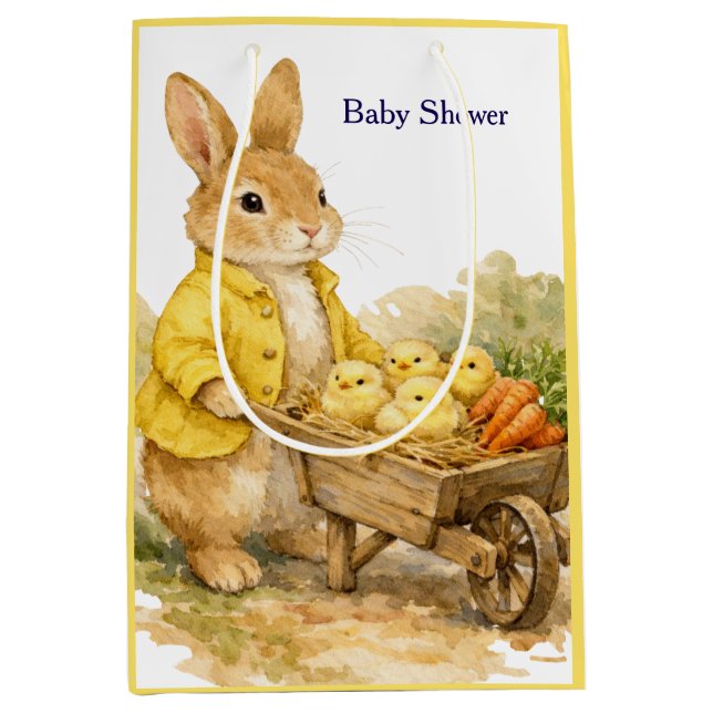 Happy Easter Bunny Rabbit Baby Shower Mittlere Geschenktüte (Vorderseite)
