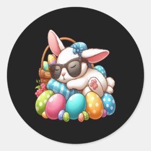 Happy Easter Bunny Rabbit Face Funny Ostertag Wo Runder Aufkleber