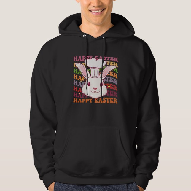 Happy Easter Bunny Rainbow Rabbit Chef Easter Egg  Hoodie (Vorderseite)