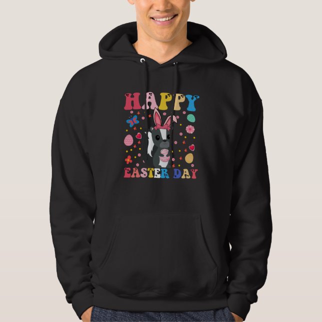 Happy Easter Bunny Skunk  Easter Day Groovy Hoodie (Vorderseite)