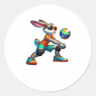 Happy Easter Bunny Volleyball Spieler Lover Sport  Runder Aufkleber