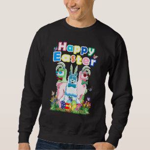 Happy Easter Bunny Womens Llama Easter Egg Outfit Sweatshirt