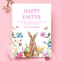Happy Easter Cards Oster Bunny Pink Blues Frühling