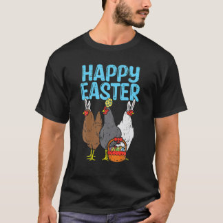 Happy Easter Chicken Bunnies Egg Animal Farmer Pou T-Shirt