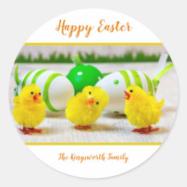 Happy Easter Chicks personalisiert Runder Aufkleber
