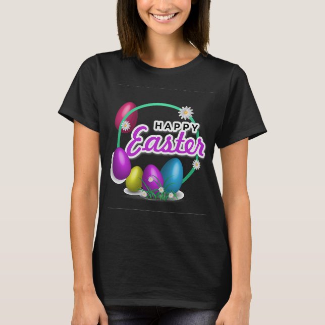 Happy Easter Colorful Eggs Spring Graphic T-Shirt (Vorderseite)