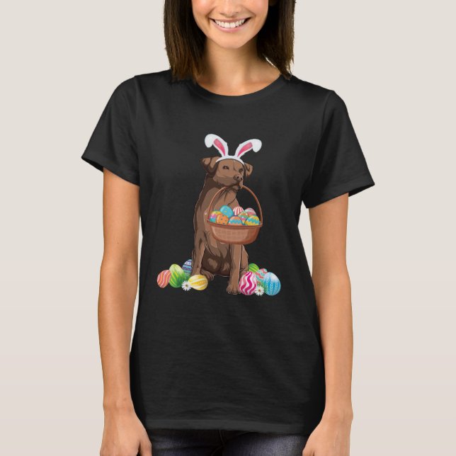 Happy Easter Cute Chocolate Labrador Bunny Dog  Ea T-Shirt (Vorderseite)