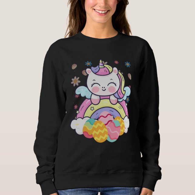 Happy Easter Cute Unicorn Wearing Bunny Ears Easte Sweatshirt (Vorderseite)