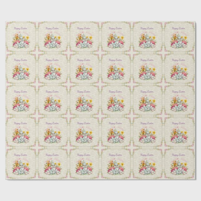 Happy Easter Cute Water Color bunny  Geschenkpapier (Flach)