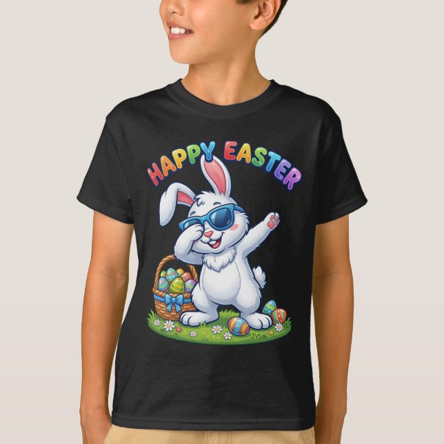 Happy Easter Dabbing Bunny with Sunglasses T-Shirt (Vorderseite)