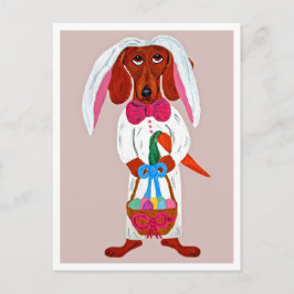 Happy Easter Dachshund Easter Bunny card Postkarte