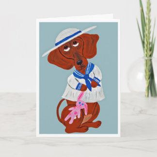 Happy Easter Dachshund Folded Greeting Card Karte