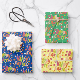 Happy Easter Daisies farbenfrohe, moderne Blase Le Geschenkpapier Set