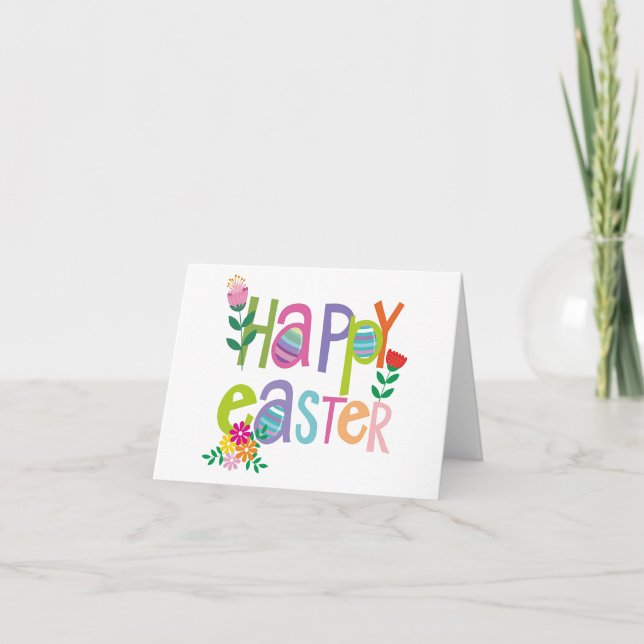 Happy Easter  Dankeskarte (Festive Lettering front of card!)