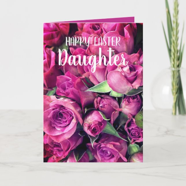 Happy Easter Daughter Roses Card Karte (Vorderseite)