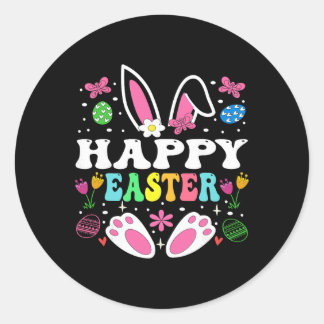 Happy Easter Day, Cute Colorful Egg Hunting Women  Runder Aufkleber