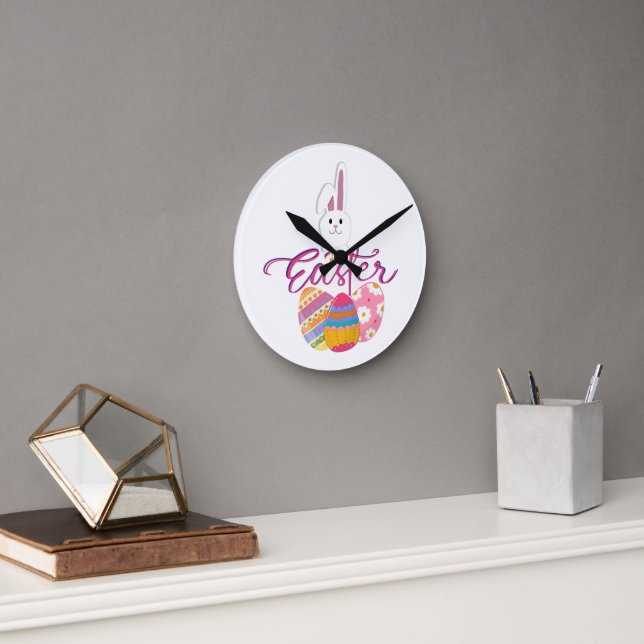 HAPPY EASTER DAY DESIGN RUNDE WANDUHR (Büro)