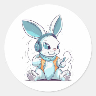 Happy Easter Day Egg Bunny Funny Gamer Boys Kinder Runder Aufkleber