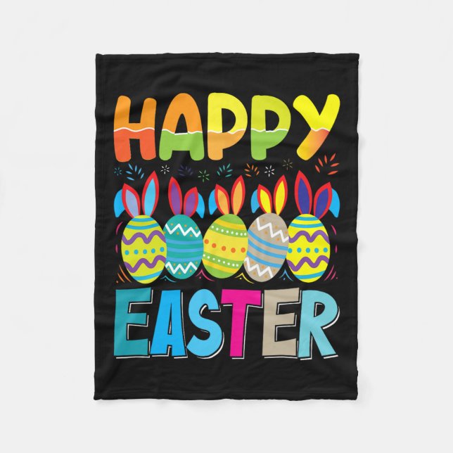 Happy Easter Day Funny Colorful Egg Jagen Fleecedecke (Vorderseite)