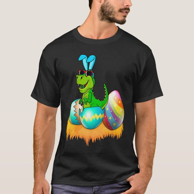 Happy Easter Day Rex Saurus Dinosaur Bunny Eggs To T-Shirt (Vorderseite)