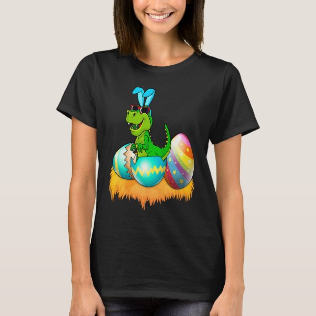 Happy Easter Day Rex Saurus Dinosaur Bunny Eggs To T-Shirt (Vorderseite)