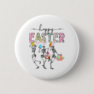 Happy Easter Day Skeleton Bunny Egg Boys Girls Button