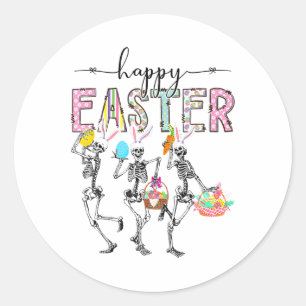 Happy Easter Day Skeleton Bunny Egg Boys Girls Runder Aufkleber