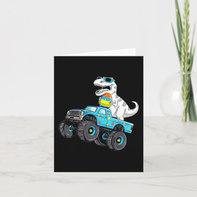 Happy Easter Dinosaur Reiten Monster Truck T Rex B Karte (Vorderseite)