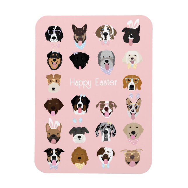 Happy Easter Dog Face Pattern Magnet (Vertikal)