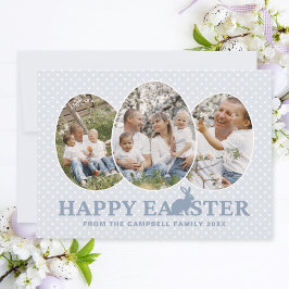 Happy Easter Dusty Blue Rabbit Custom Foto Eggs Feiertagskarte