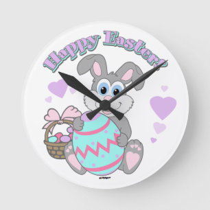 Happy Easter! Easter Bunny Runde Wanduhr