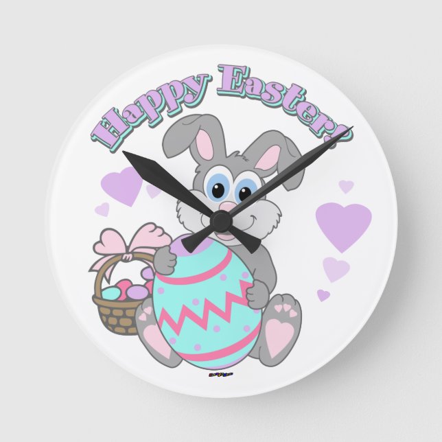 Happy Easter! Easter Bunny Runde Wanduhr (Vorderseite)
